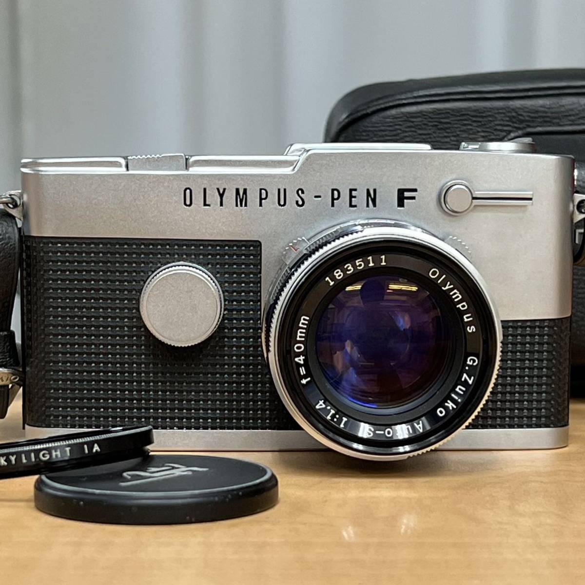 CA29 良品 OLYMPUS オリンパス PEN ペン FT ボディ Auto-S 40mm F1.4 TTL対応レンズ 革ケース  付き ハーフサイズフィルムカメラ