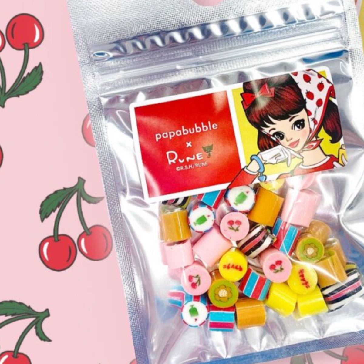 「PAPABUBBLE/パパブブレ」 内藤ルネ　コラボ商品　まとめ売り　キャンディ缶　袋　オリジナルシール、平袋付き