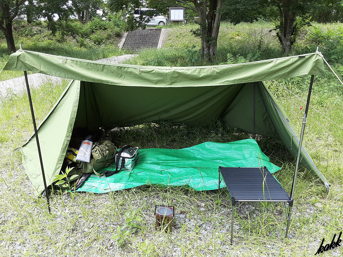 【ソロキャンに十分な広さを確保】 パップテント ポリコットン 難燃 オールシーズン 防カビ 撥水加工 アウトドア ツーリング グリーン