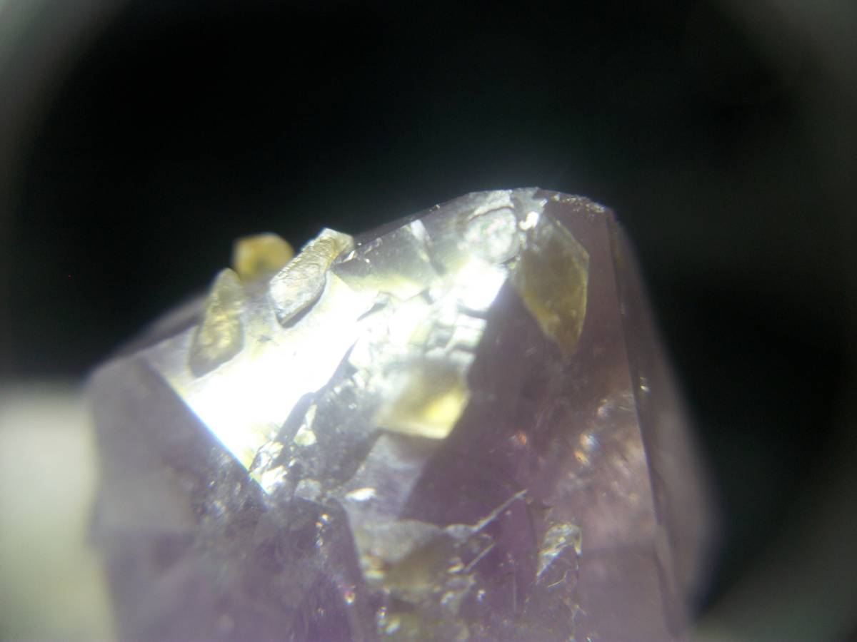 外国産鉱物　アメジスト　紫水晶　イエローカルサイト　黄色方解石　単結晶　レア　定型外発送_画像5