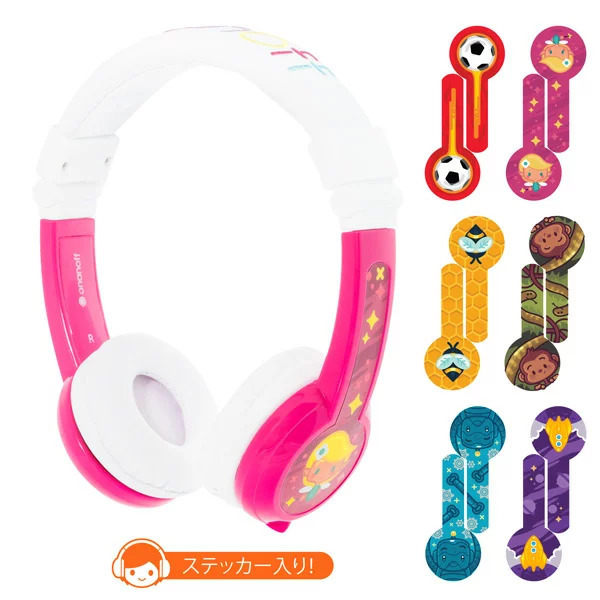 新品 送料無料 Onanoff オナノフ BuddyPhones ワイヤレスキッズ 音量制限 子供用ヘッドフォン ピンクBPEXFDPINK-01K_画像2