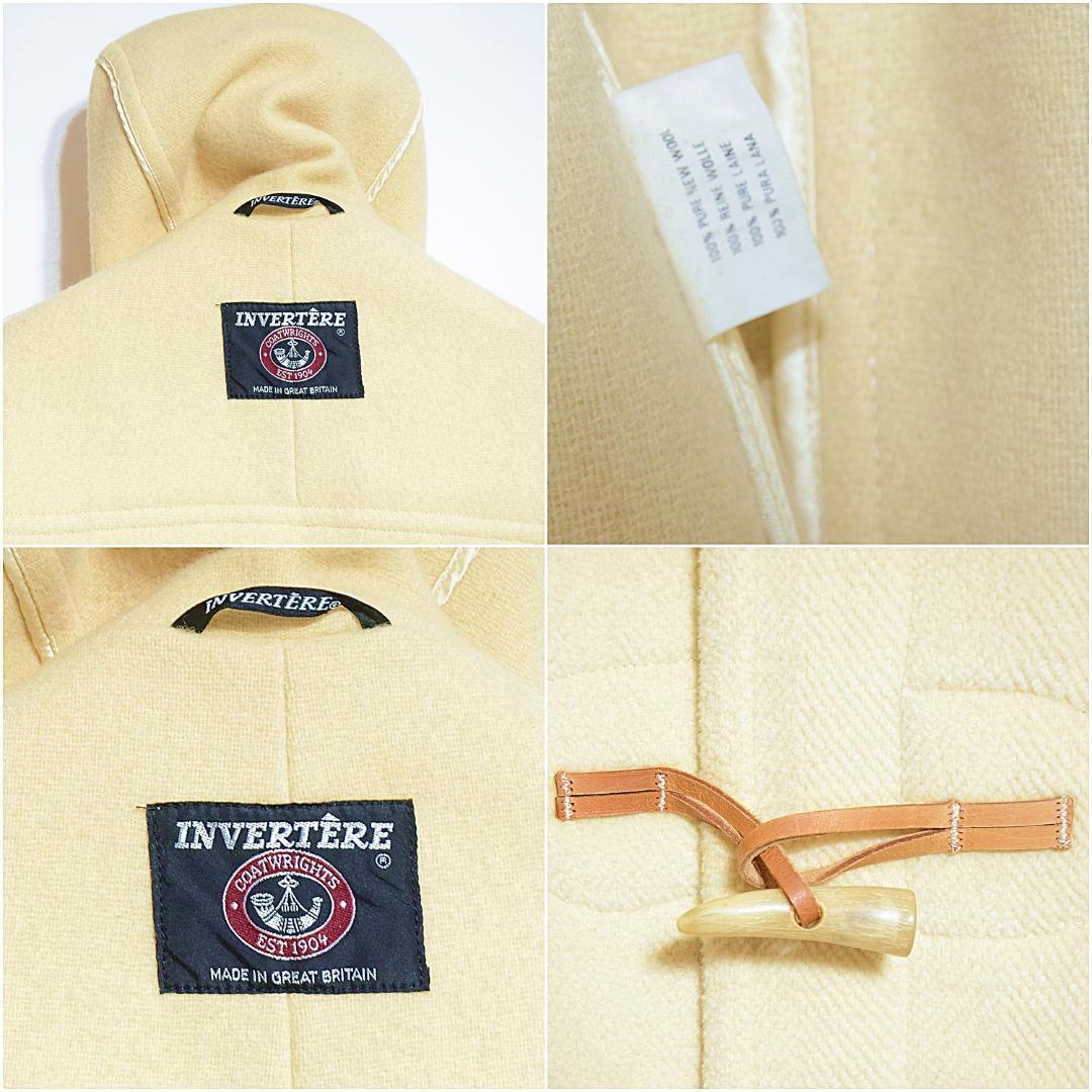 インバーティア INVERTERE ダッフルコート ムーアブルック MOORBROOK クリーム 38 エルメス生地 ヘリンボーン ジョシュアエリス好きにも