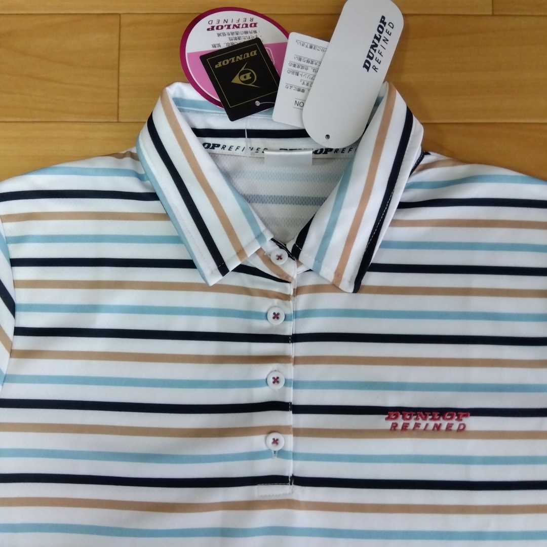 M Dunlop DUNLOP new goods polo-shirt with short sleeves off white collar attaching shirt button . water speed .UV measures lady's outdoor sport Golf wear golf