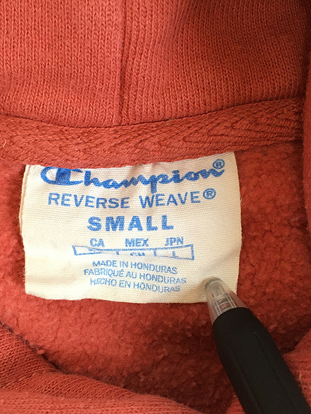 古着 Champion Reverse Weave ワンポイント リバース スウェット サーモンピンク S 古着_画像6