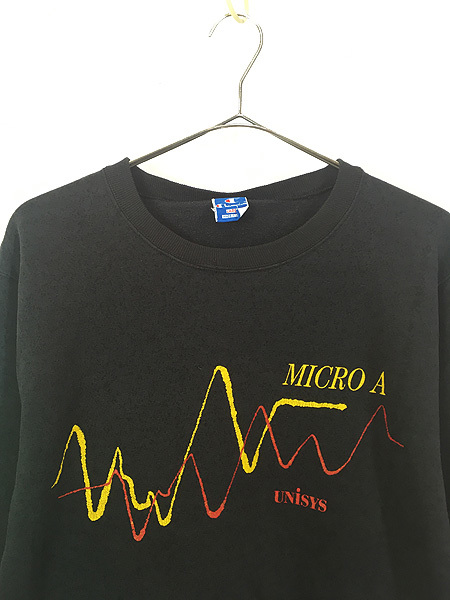 古着 90s USA製 Champion UNiSYS 「MICRO A」 企業 スウェット トレーナー L 古着_画像2