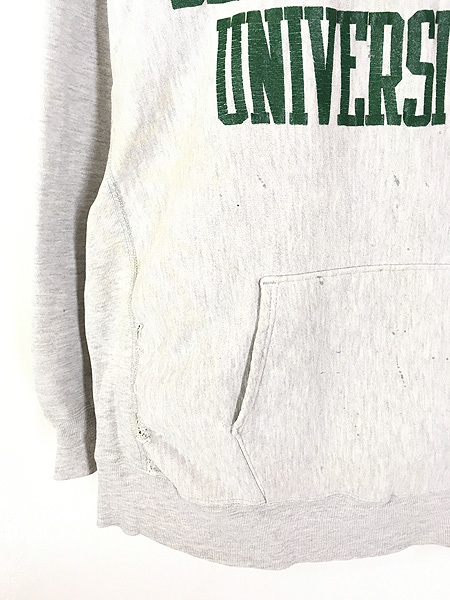 古着 80s USA製 Champion Reverse Weave 「BEMIDJI STATE」 2段 カレッジ リバース スウェット パーカー XL 古着_画像3