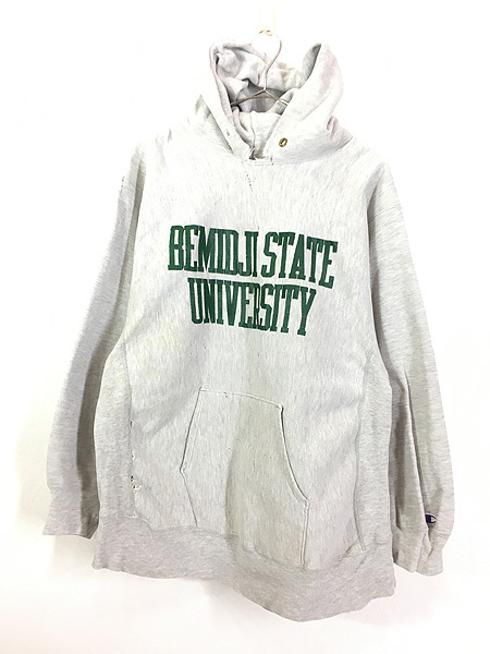 古着 80s USA製 Champion Reverse Weave 「BEMIDJI STATE」 2段 カレッジ リバース スウェット パーカー XL 古着_画像1