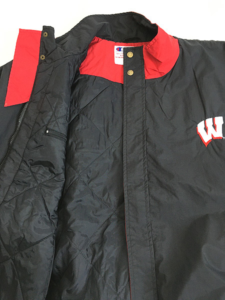 古着 90s Champion Wisconsin 「W」 両面 刺しゅう パッチ パデット ナイロン ジャケット XXL 古着_画像7