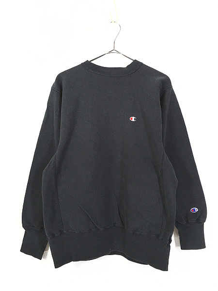 古着 90s USA製 Champion Reverse Weave ワンポイント リバース スウェット 黒 L 古着(2)_画像1