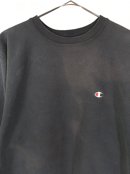 古着 90s USA製 Champion Reverse Weave ワンポイント リバース スウェット 黒 XL 古着_画像2