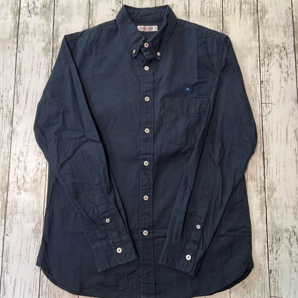 H.R.MARKET Hollywood Ranch Market .... one Point embroidery button down indigo long sleeve shirt 