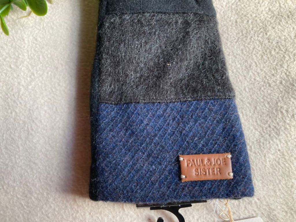 ★新品★ PAUL&JOE SISTER ポール&ジョーシスター 手袋 レディース 指先が出るタイプ 革タグ 3色切替 ブラック系