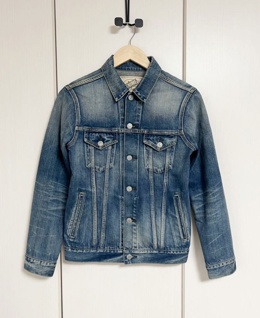 美品☆[DENIME] 定価27,500 PENCIL DENIM JKT USED 3rd型 ヴィンテージ加工 ストレッチ インディゴデニムジャケット 36 日本製 ドゥニーム