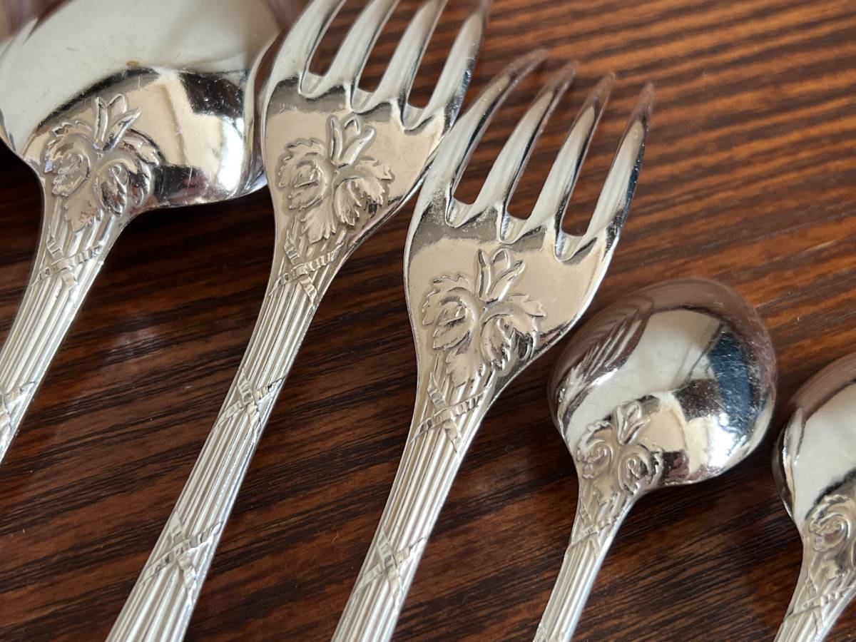  Chris to full ryu van original silver plating made cutlery 6 pcs set /Christofle/Rubans/500-2