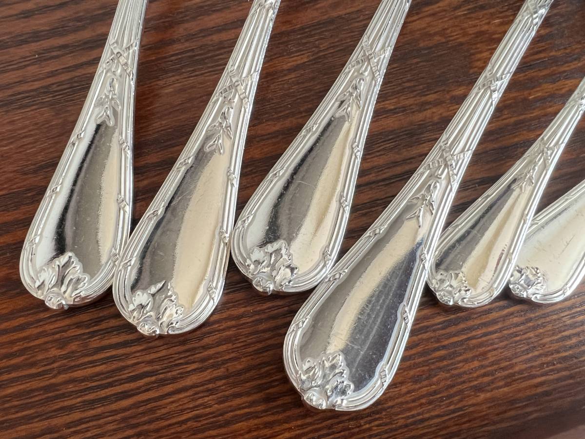  Chris to full ryu van original silver plating made cutlery 6 pcs set /Christofle/Rubans/500-2