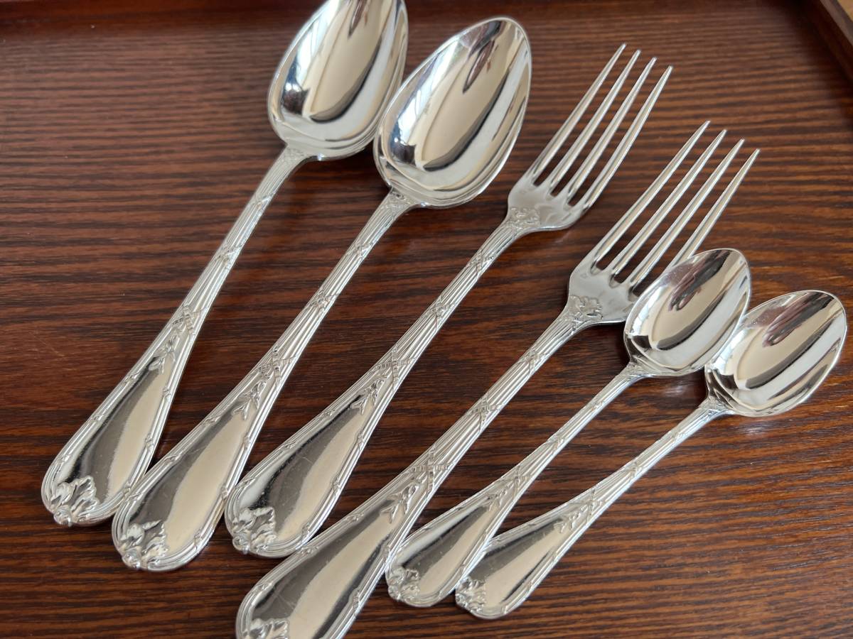  Chris to full ryu van original silver plating made cutlery 6 pcs set /Christofle/Rubans/500-2