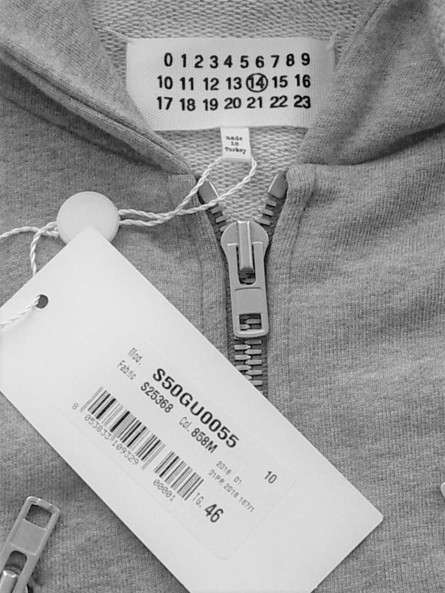 未使用 Maison Margiela メゾン マルジェラ グレー 八の字 パーカー