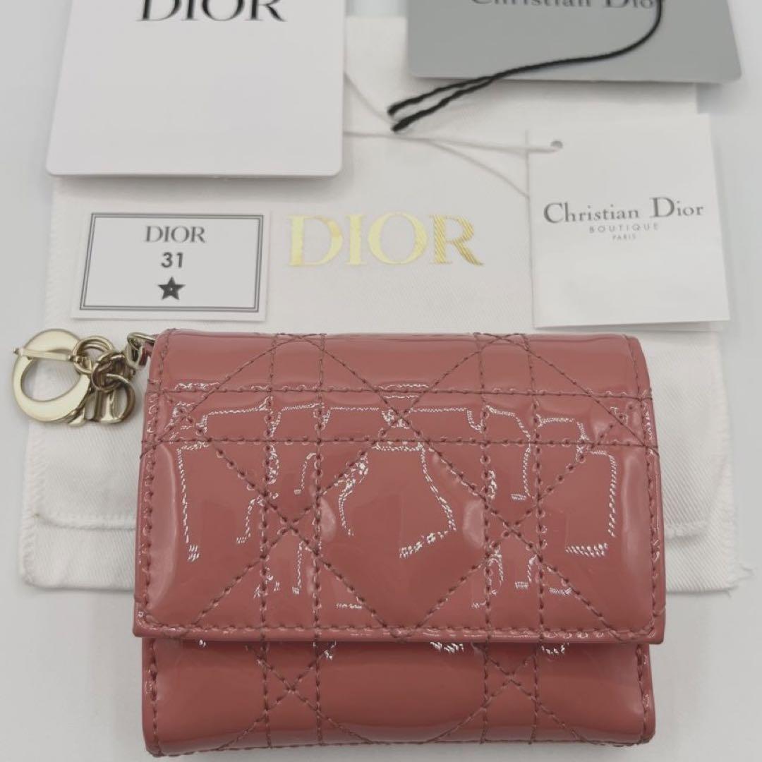 【超美品・定価8万】クリスチャンディオール　DIOR　財布　折り財布　3つ折り　折財布　ロータス　ウォレット　Christian　Dior