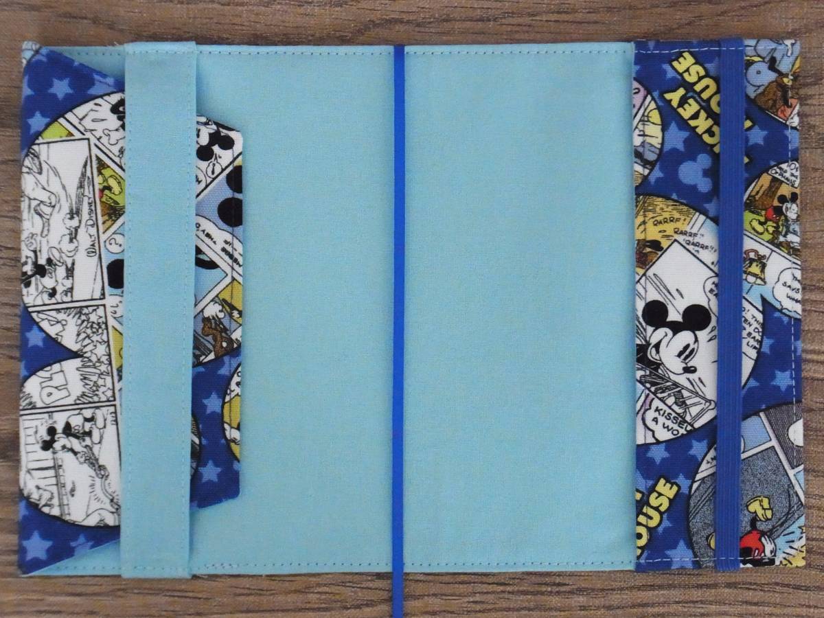 [ library book@] gum band . attaching book cover pocketbook cover * Mickey comics pattern * blue 