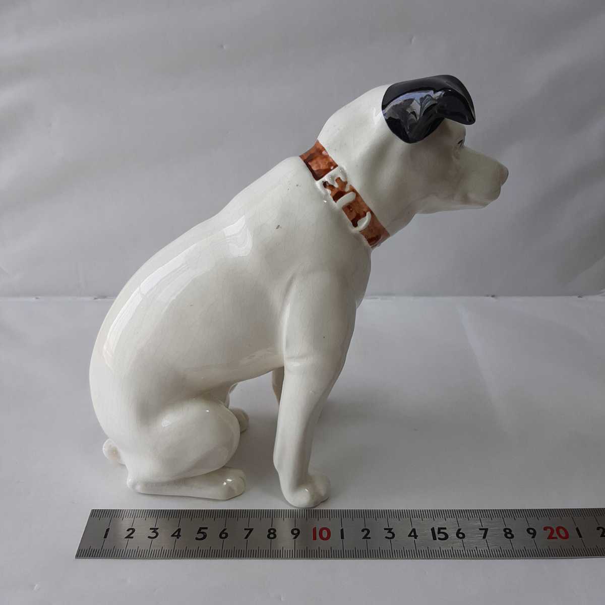 18cm～ 昭和 レトロ ビクター犬 Victor ニッパー アンティーク 陶器 電器店 置物 ディスプレイ フィギュア JAPAN の画像4