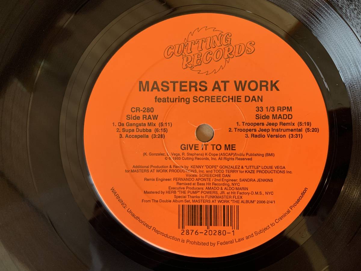 ★送 510★1993年★MASTERS AT WORK FEAT. SCREECHIE DAN★GIVE IT TO ME★DA GANGSTA MIX★TROOPERS JEEP REMIX★検: 90'S HIPHOP 90年代_画像4