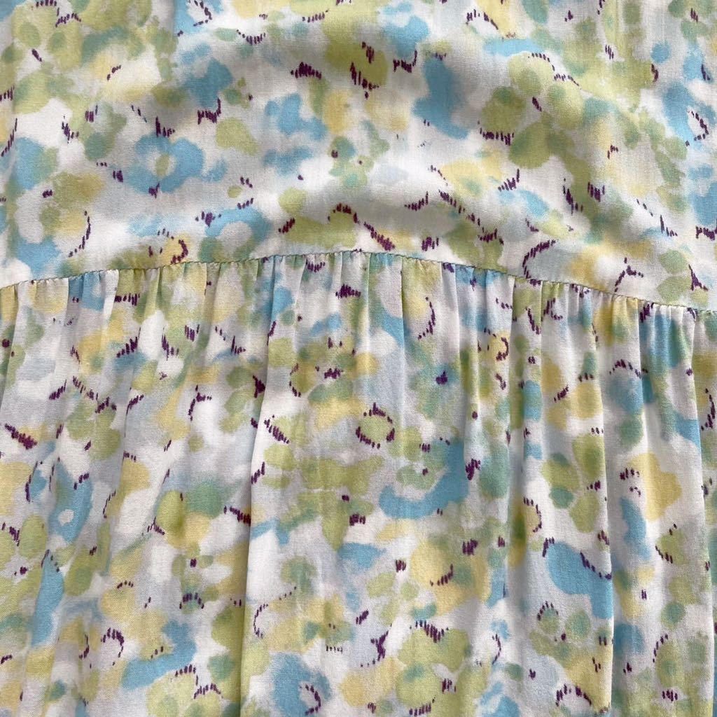 ジャーナルスタンダード ワンピース 定価14000円 半袖 レーヨン チュニックワンピース ロングブラウス 水色 花柄