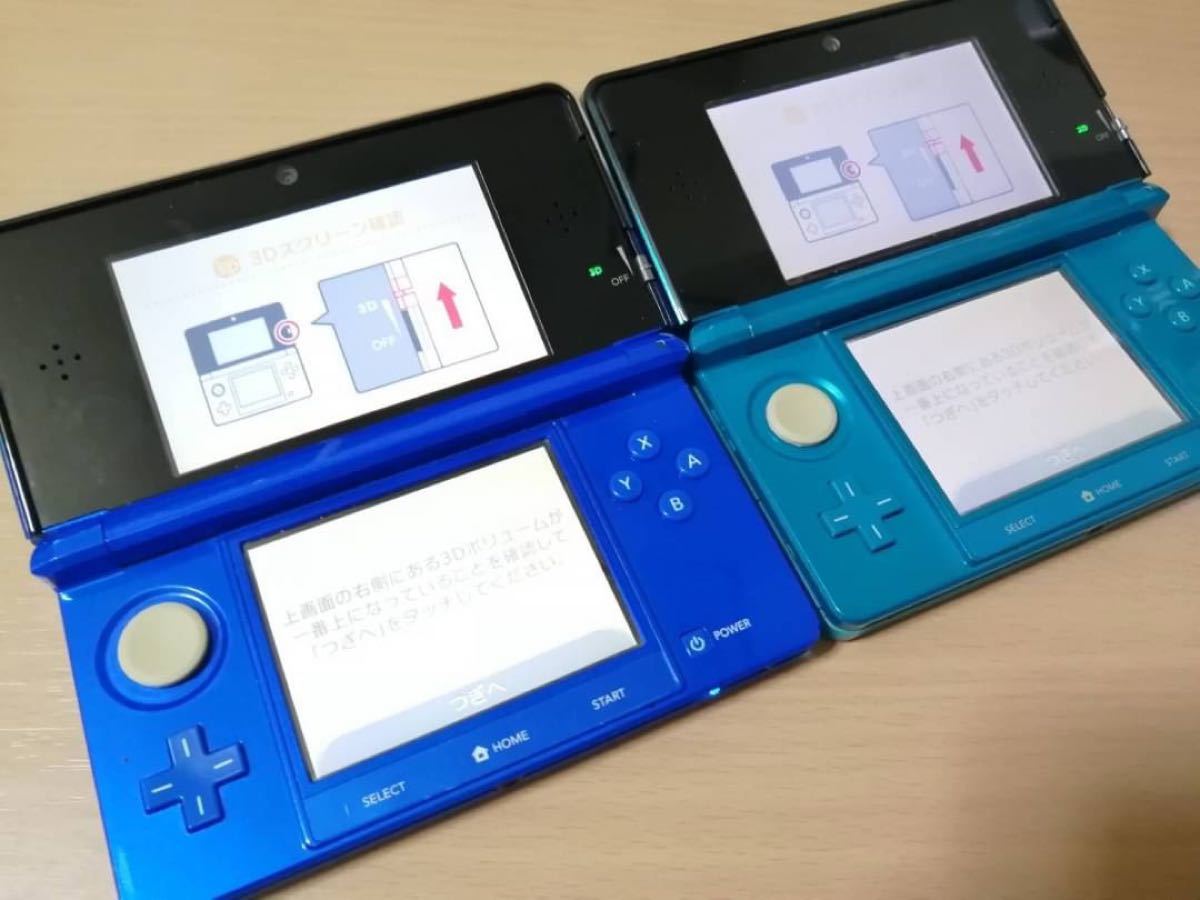 ジャンク品 ニンテンドー 3DS 本体 2台 Nintendo 青 ブルー サックス 水色 ゲーム セット