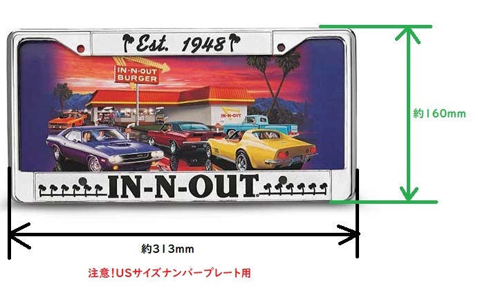 IN-N-OUT inner uto burger рамка номерного знака metal рамка для номера US размер черный USDM Lowrider пневматическая подвеска Северная Америка 