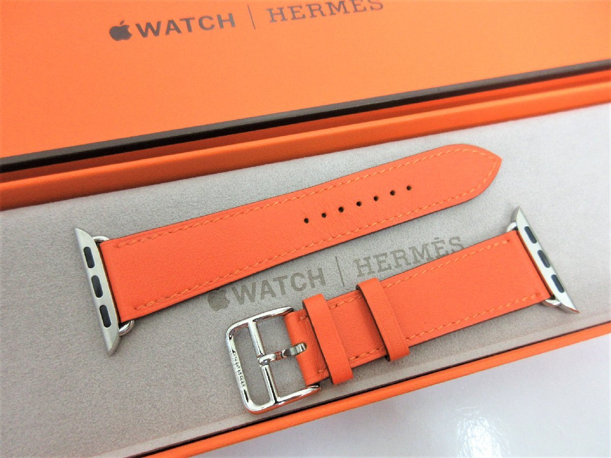 美品☆Apple Watch HERMES/アップルウォッチ エルメス：シンプルトゥール オレンジ 40mm レザーバンド ベルト 正規品 