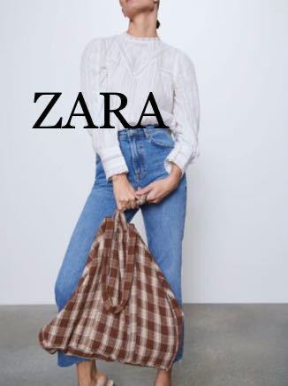 ZARA ラスティックトートバッグ　2way チェック　トート　エコバッグ　20206_画像1