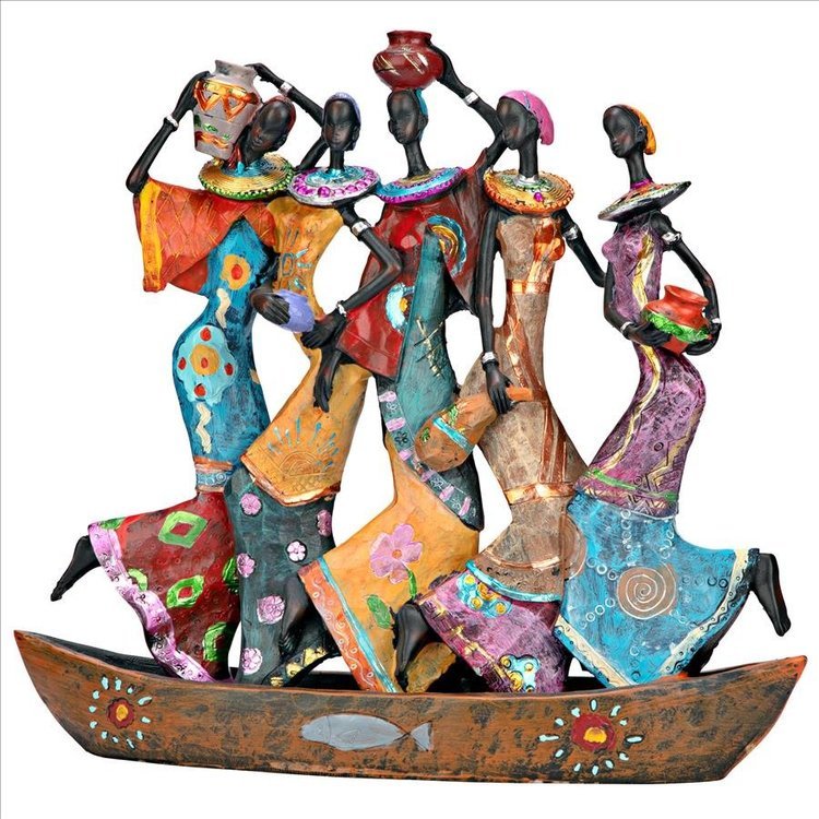 水を運ぶ乙女たち　アフリカンデザイン彫刻民族的インテリア置物装飾品飾りホームデコ雑貨小物アフリカオブジェフィギュア黒人エスニック_画像6