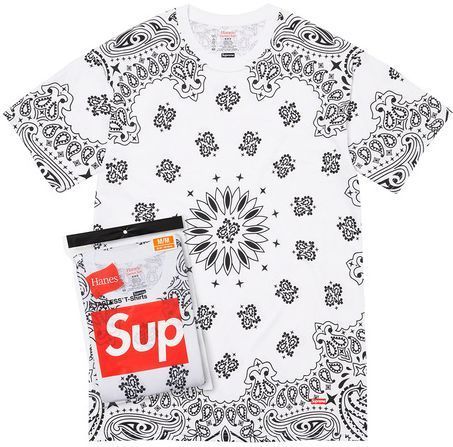 22AW SUPREME Hanes Bandana Tagless Tees 2 Pack XL White