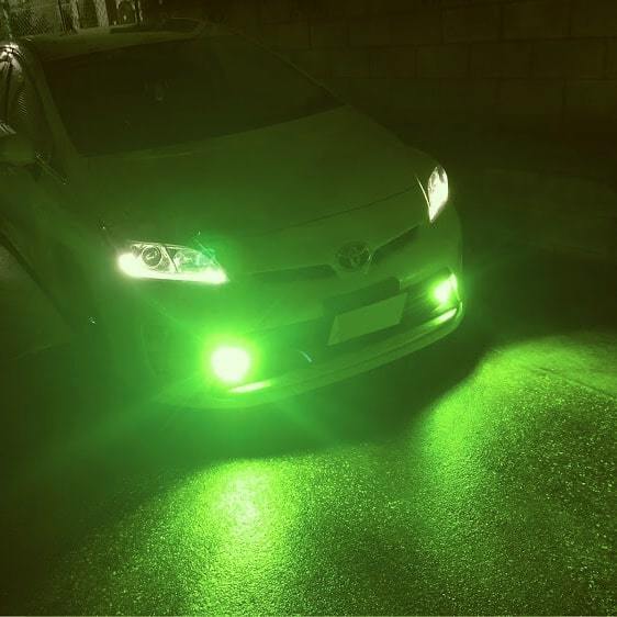 車検対応 爆光2色切替 H8/H11/H16 レモングリーン LED フォグ ヴェルファイア20系 後期 プリウス30系 前期 プリウスα前期 bB20系_画像3