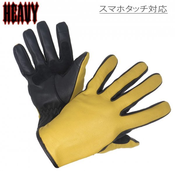  postage 0 HEAVY mountain sheep leather plain glove smartphone Touch correspondence lai DIN g glove all season for Camel yellow L size (HGGP-06S-CAM)