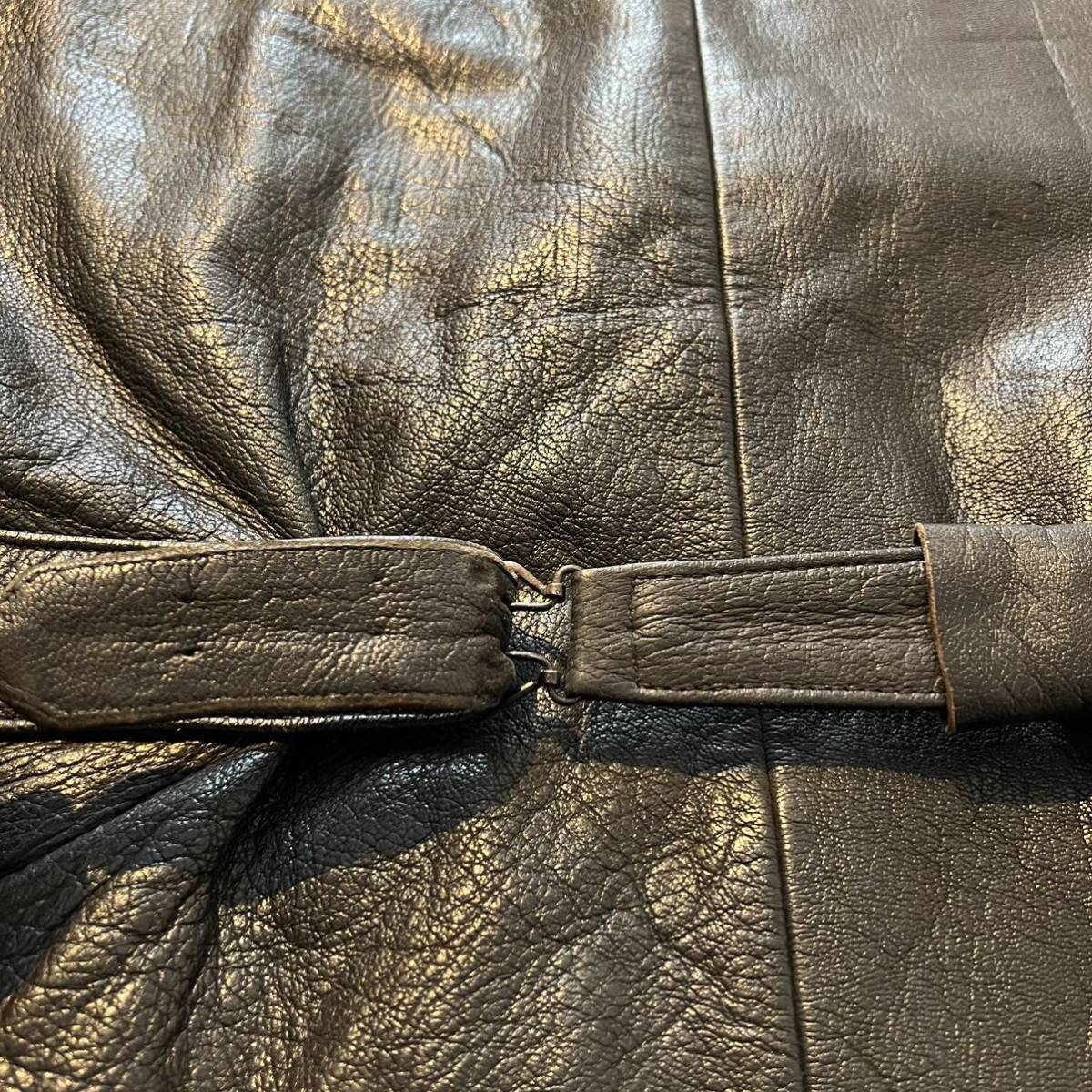 【希少】40s ヴィンテージ AKTA Getskinn レザー ジャケット カーコート 針シンチ ブラック HALLER LANGRE メンズ ビンテージ 古着 R-3258