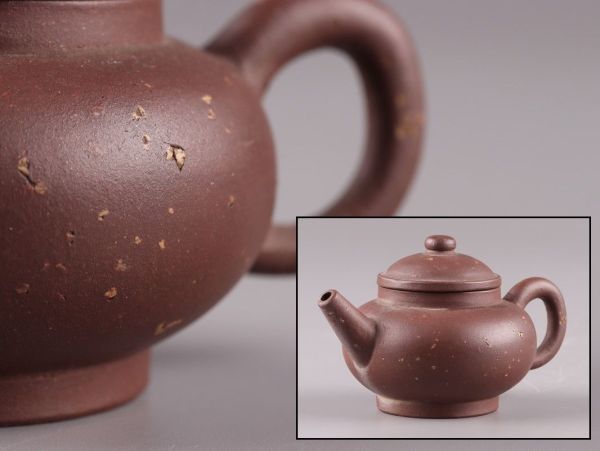 中国古玩 唐物 煎茶道具 朱泥 紫泥 梨皮 紫砂壷 茶壷 急須 時代物 極上品 初だし品 5818