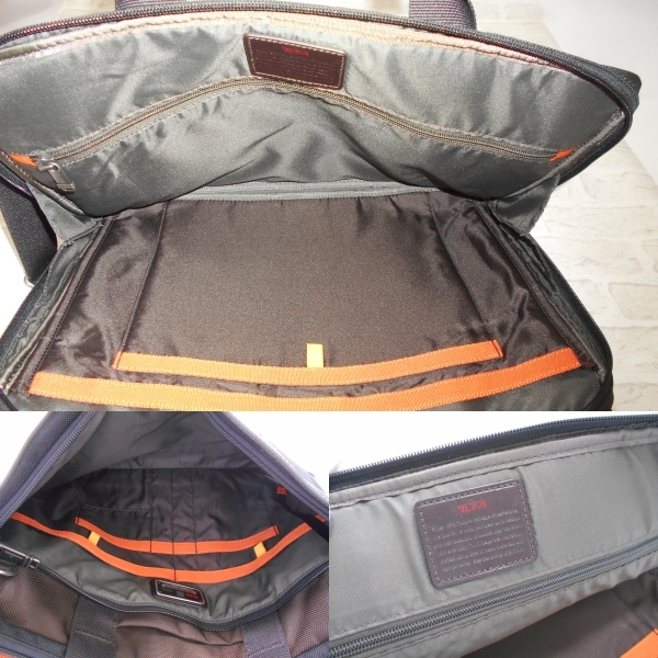 送料無料! TUMI トゥミ カーキ バークポートフォリオスリム 2way ビジネス バッグ ( ななめがけ ショルダー 鞄 パソコン用ポケットあり )_バッグ内部など細部のアップ