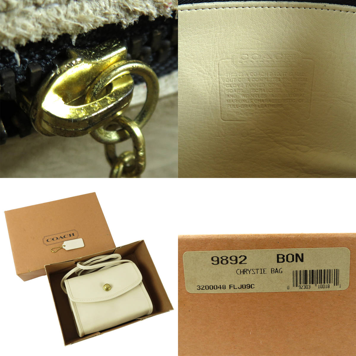  unused Coach Old Coach Chris ti bag shoulder bag 9892 ivory glove tan leather diagonal .. box attaching free shipping 