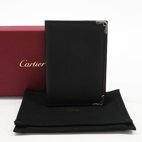 Cartier カルティエ レザーカードケース パスケース ブラック系 