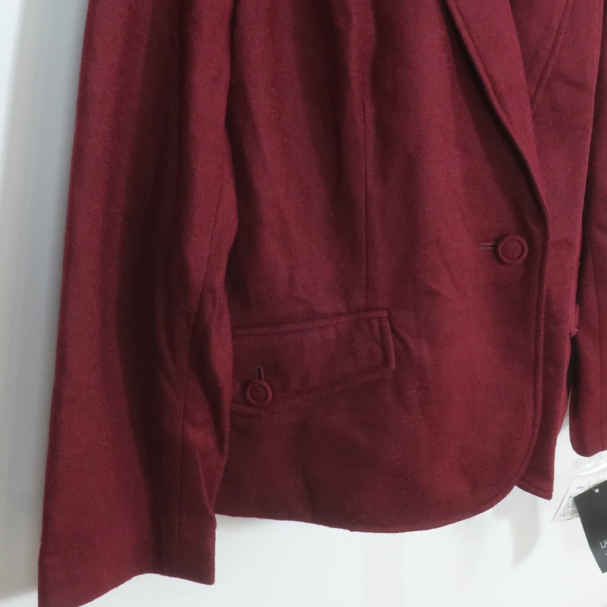 【新品タグ付】LABELDA★ウールジャケット 長袖 大きいサイズ5L 一つボタン 秋冬物 ワインレッド系＊w3596_画像4