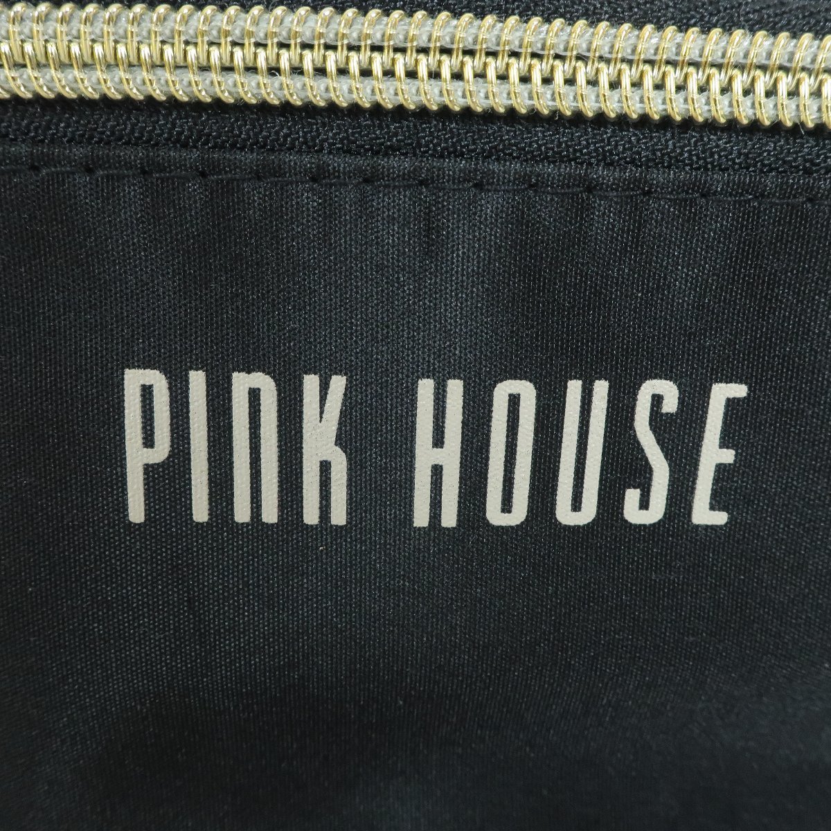 【美品！】PINK HOUSE★可愛いハートチャーム付き♪コスメ 化粧 メイク ポーチ バニティ ケース 小物入れ レターパック可 黒系 k1556_画像6