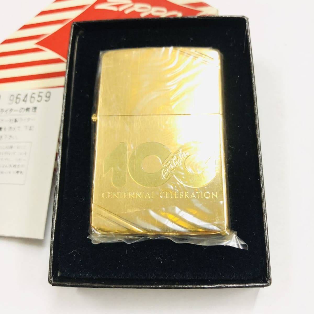 1円〜 完全未使用 超激レア■コカコーラ 100周年記念 ゴールド ZIPPO ジッポ デッドストック ジッポー Coca-Cola 希少 当時物 限定品 箱付_画像3