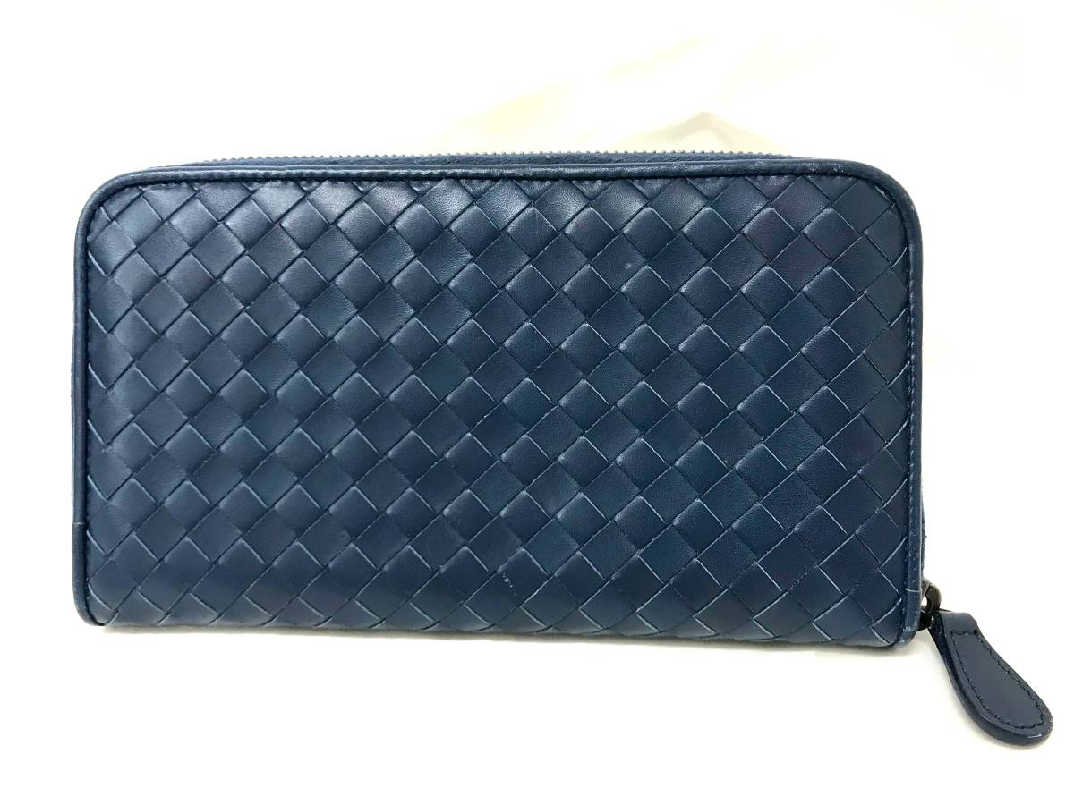 BOTTEGA VENETA ボッテガヴェネタ イントレチャート ラウンドファスナー 114076 長財布 レザー ブルー ネイビー　メンズ_画像2