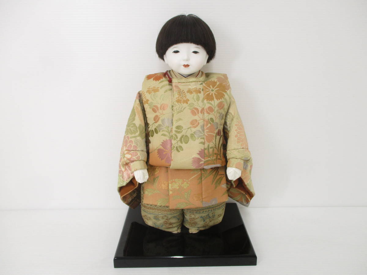 220891-022 工芸品 市松人形 工房 朋 本練頭 雛人形 ペア 立姿 台座付