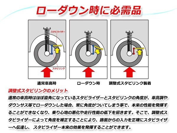 調整式スタビライザーリンク フロント ブルー 2本セットタント L375S M10 調整幅 +10mm～+120mm スタビリンク 車高調 ダウンサス_画像3