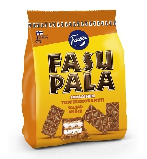 【誠実】 塩 ファスパラ ファッツェル Fasupala Fazer キャラメル味 フィンランドのお菓子です 9袋×215g ウエハース チョコレート