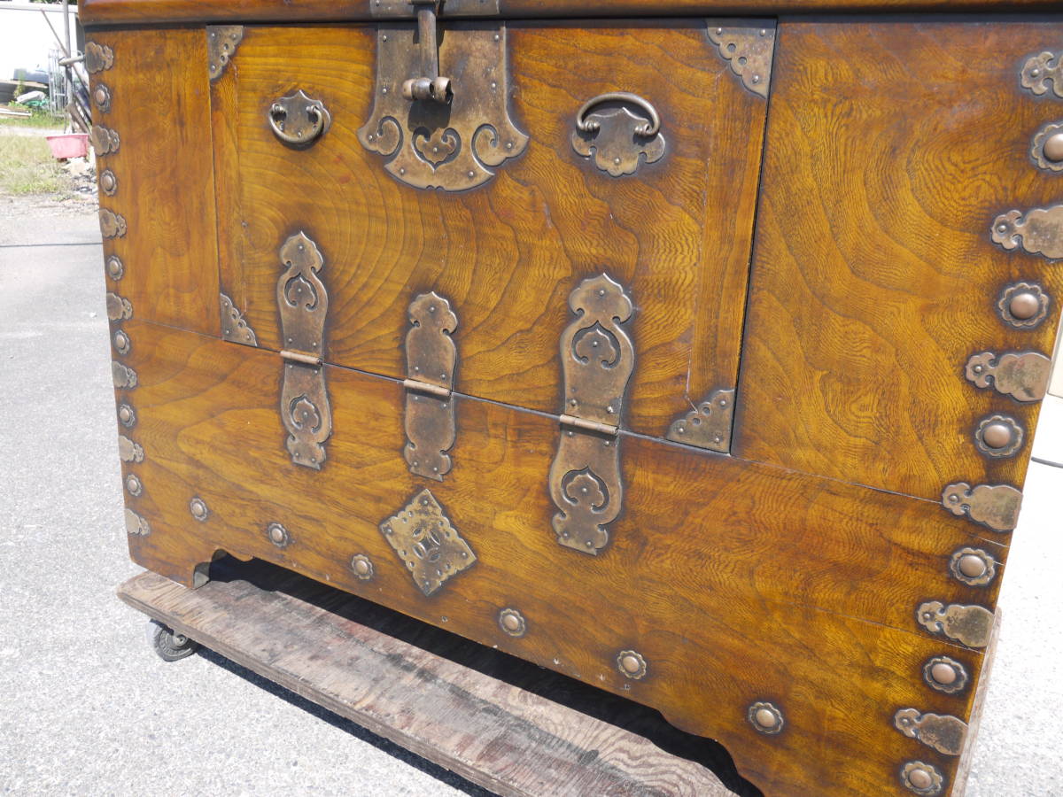 [H20919] morning . old fine art Joseon Dynasty furniture natural wood iron metal fittings van daji* Joseon Dynasty chest of drawers half .. van dachi van daji era * key none 