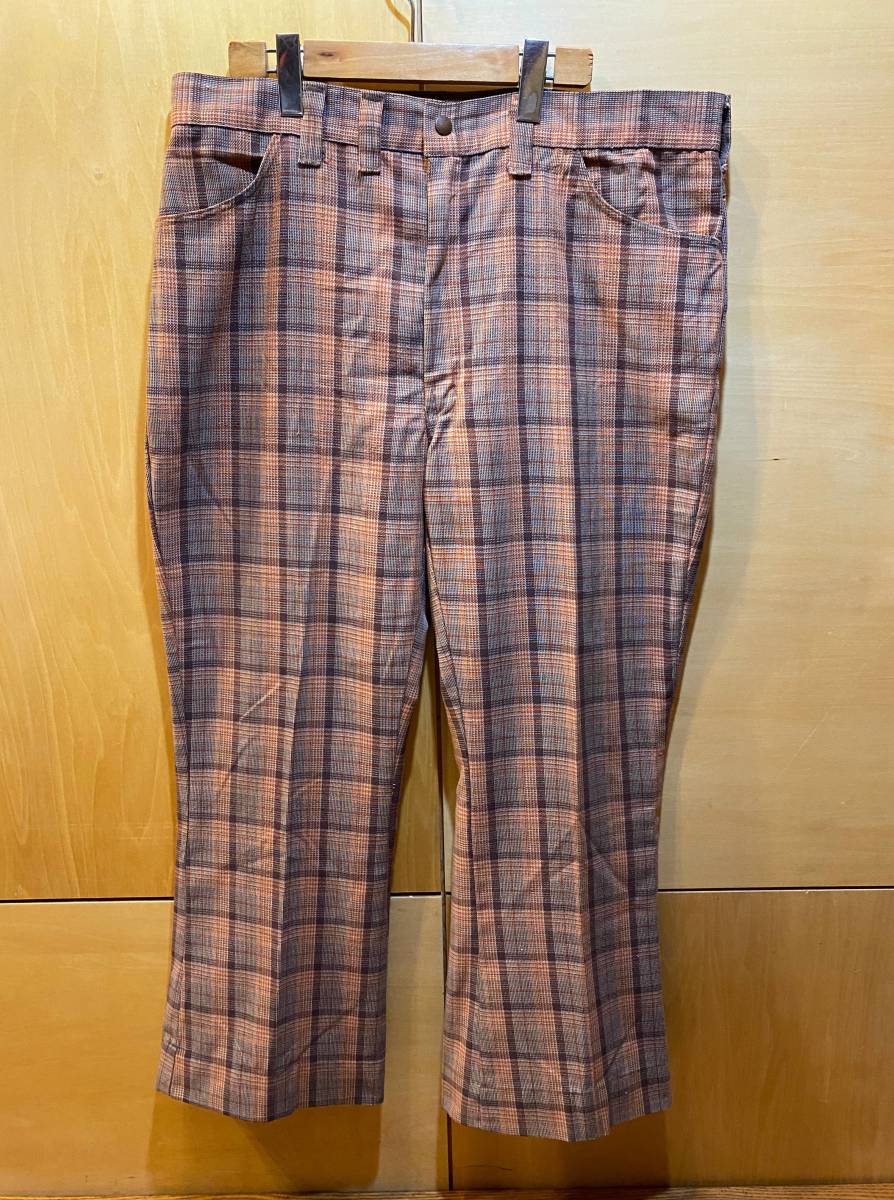 ビンテージ Wrangler W38 チェック フレア パンツ ブーツカット USA vintage ラングラー_画像1