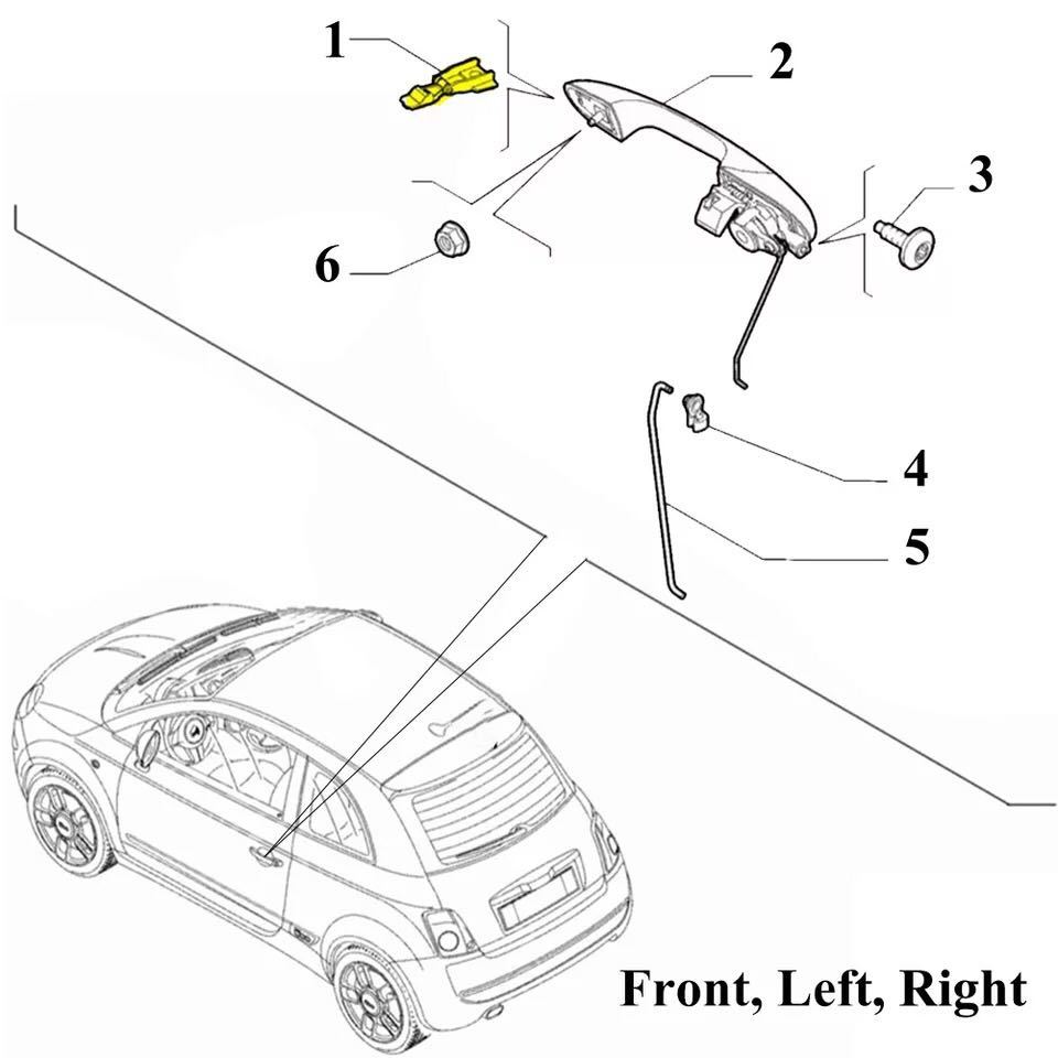  immediate payment * postage included * Fiat 500 door handle inside part hinge 51939041 for repair abarth Alpha Romeo 147 51964555 original exchange goods * new goods 