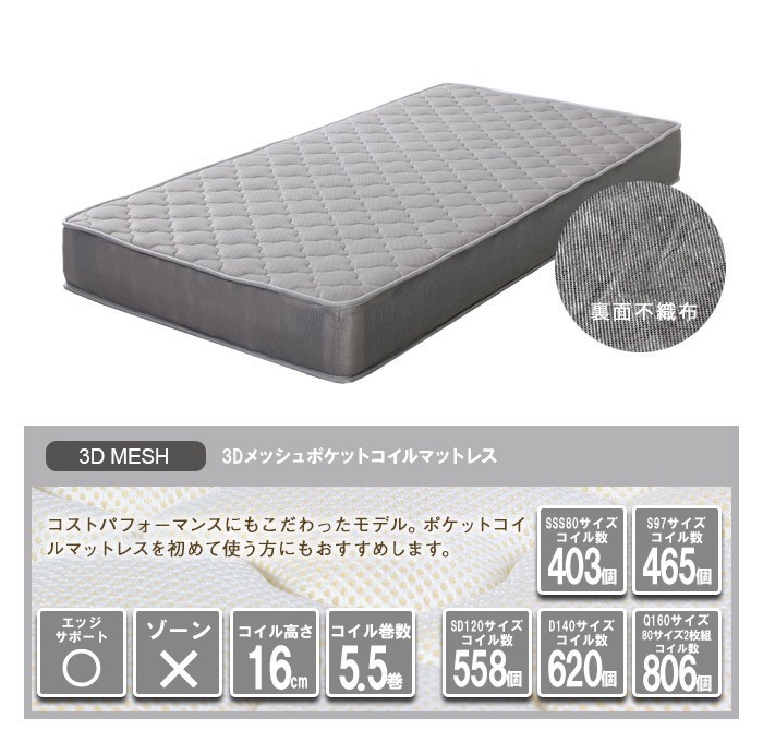  high back design button cease head board Othello[ Othello ]3D mesh pocket coil with mattress [ double size ]